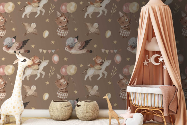 Wall murals Pattern of animals and balloons Wall murals Pattern of animals and balloons