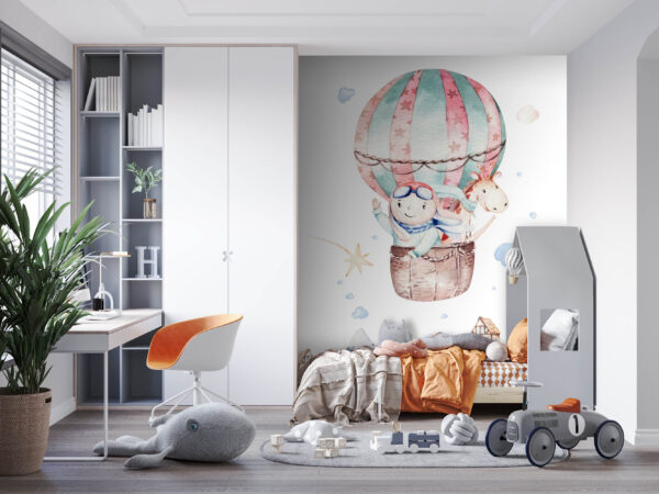 Wall murals Watercolor illustration of a person in a hot air balloon Wall murals Watercolor illustration of a person in a hot air balloon