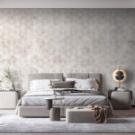 Wall murals White flower pattern on a grey surface