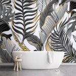Wall murals Pattern of leaves on a white background