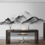 Wall murals Mountain range with snow