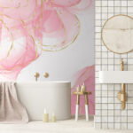 Wall murals Fluid pink swirls with shimmering accents