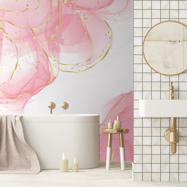 Fluid pink swirls with shimmering accents Wall murals Fluid pink swirls with shimmering accents