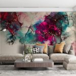 Wall murals Colorful abstract ink splatter art.