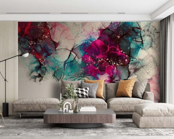 Colorful abstract ink splatter art Wall murals Colorful abstract ink splatter art