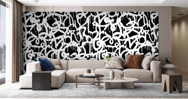Wall murals Black and white graffiti Wall murals Black and white graffiti