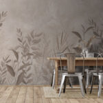 Wall murals Soft botanical wallpaper with neutral tones.