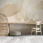 Wall murals Abstract beige and yellow watercolor design.