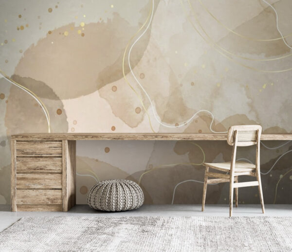 Abstract beige and yellow watercolor design Wall murals Abstract beige and yellow watercolor design