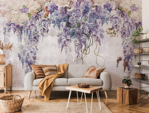 Wall murals Painting of a wisteria Wall murals Painting of a wisteria