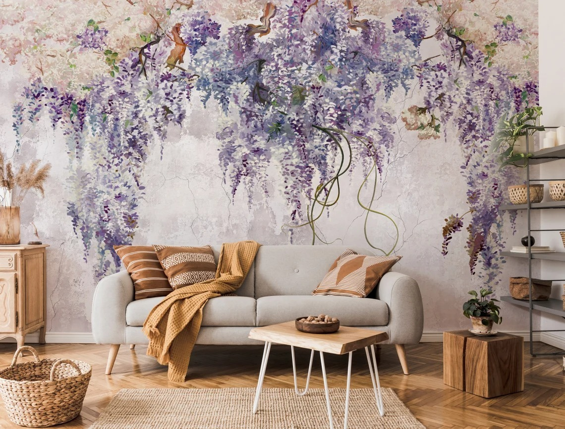 Wall mural Painting of a wisteria