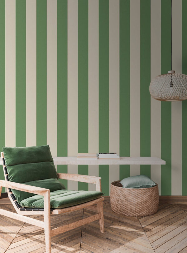Green and white striped background Wall murals Green and white striped background