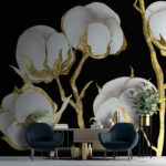 Wall murals Delicate blooms on a dark background