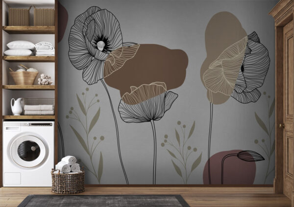 Wall murals Drawing of flowers and plants Wall murals Drawing of flowers and plants