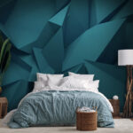 Wall murals Abstract blue geometric shapes pattern.