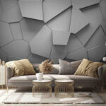Wall murals White wall with many irregular shapes