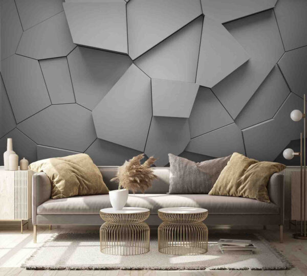 Wall murals White wall with many irregular shapes Wall murals White wall with many irregular shapes