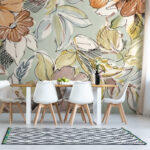 Wall murals Vintage floral pattern with pastel shades.