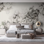 Wall murals Drawing of flowers on a white background
