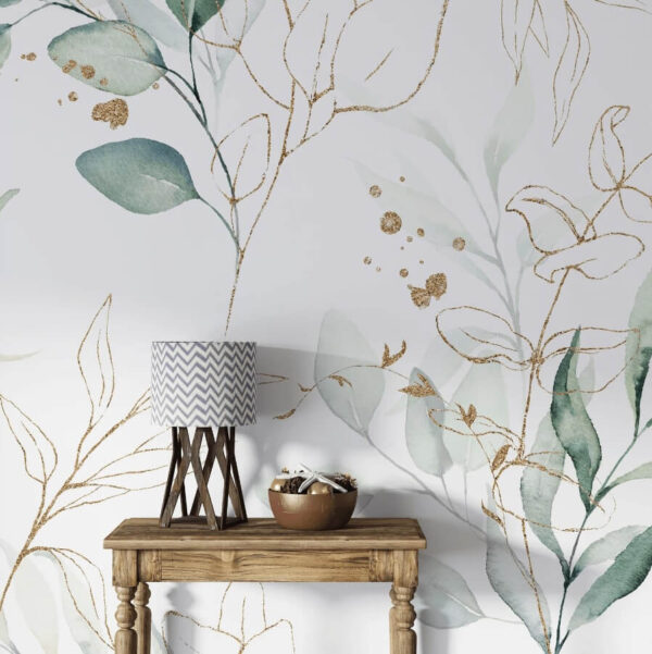 Botanical watercolor leaves pattern Wall murals Botanical watercolor leaves pattern