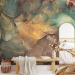 Wall murals Abstract marble texture with teal accents.