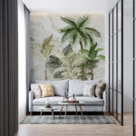 Wall murals Tropical foliage on a textured background.