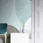 Wall murals Abstract pastel overlapping shapes design.