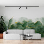 Wall murals Lush greens with delicate golden outlines