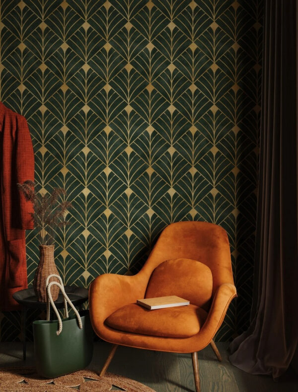 Elegant geometric leaf design pattern Wall murals Elegant geometric leaf design pattern