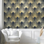 Wall murals Art Deco fan pattern design.