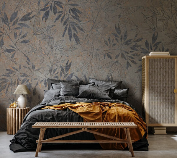 Wall murals Natural foliage pattern on textured background Wall murals Natural foliage pattern on textured background