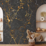 Wall murals Elegant black marble with veins.