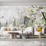 Wall murals Painting of flowers on a white background
