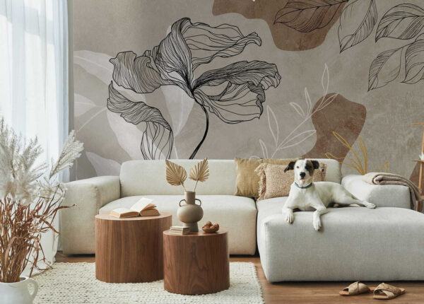 Elegant line art floral design Wall murals Elegant line art floral design