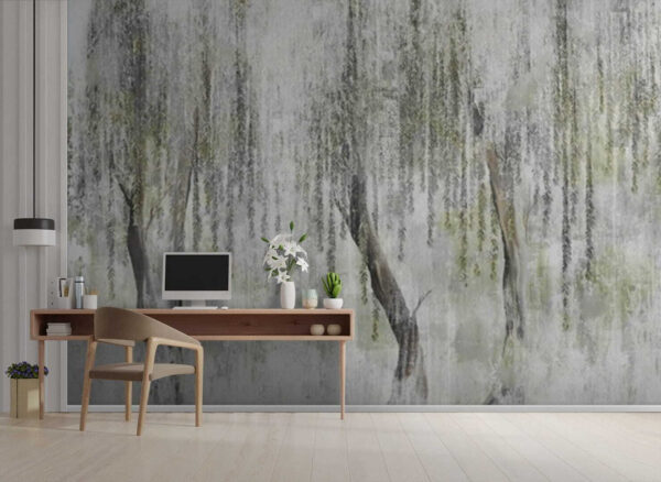 Wall murals Painting of trees with leaves Wall murals Painting of trees with leaves