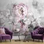 Wall murals Soft peonies on textured background.