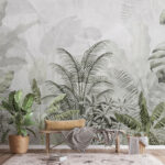 Wall murals Lush greenery with tropical leaves