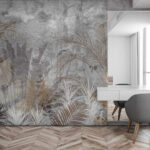 Wall murals Elegant botanical pattern on textured background.