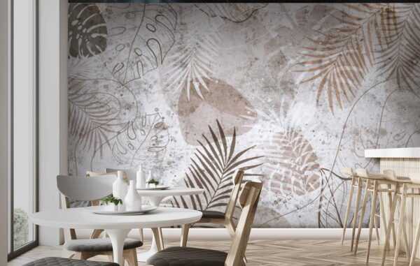 Wall murals Tropical leaves in muted tones Wall murals Tropical leaves in muted tones