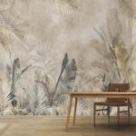 Wall murals Tropical leaves with muted tones.
