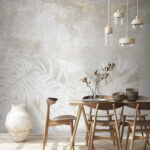 Wall murals Tropical leaves with textured background.