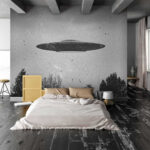Wall murals Ufo flying over trees