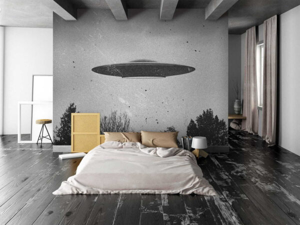 Wall murals Ufo flying over trees