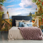 Wall murals Pot with pink flowers