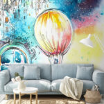 Wall murals Hot air balloon in the sky