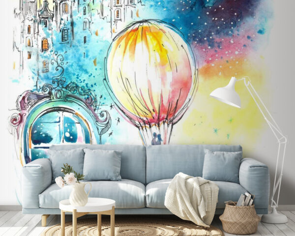 Wall murals Hot air balloon in the sky Wall murals Hot air balloon in the sky
