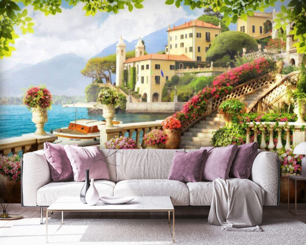 Pot with pink flowers Wall murals Pot with pink flowers