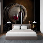 Wall murals Wine bottle and glass on a table