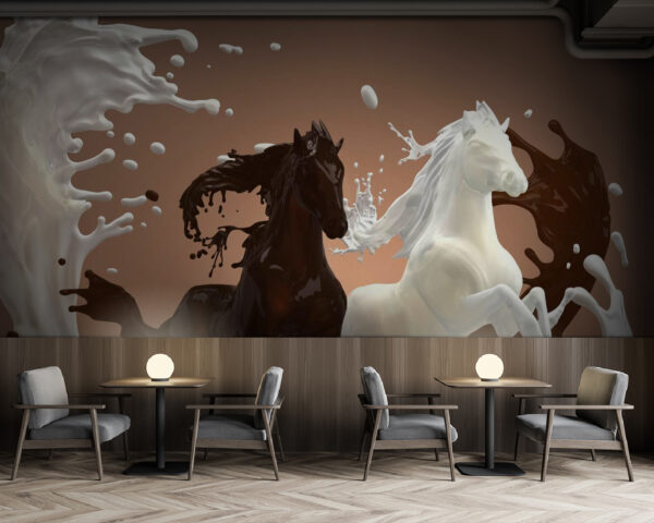Wall murals Horse with milk splashing around it Wall murals Horse with milk splashing around it