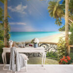 Wall murals Potted plant with pink flowers